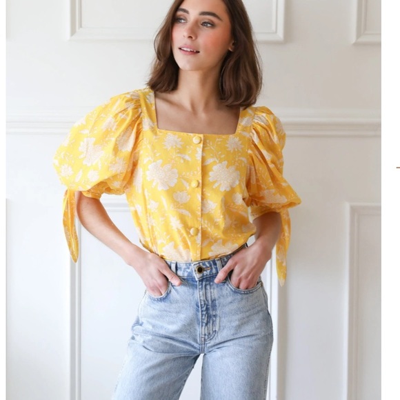MILLE Evelyn top in Yellow Zinnia, small, NWT - Picture 1 of 4